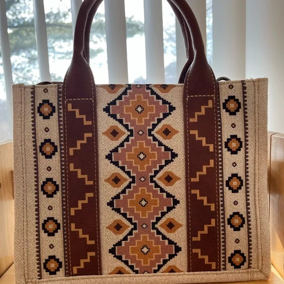 NEVER USED. Wrangler Aztec tote bag w/ strap. - Picture 2 of 3